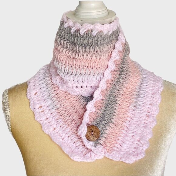 Crochet Cable Knit Scarf Shawl Neck Multicolor Warmer Scarf - Picture 2 of 13